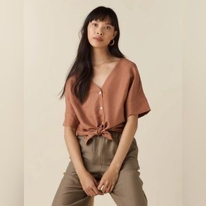 VETTA The Textured Girlfriend Shirt. New Clay color. Size S, EUC